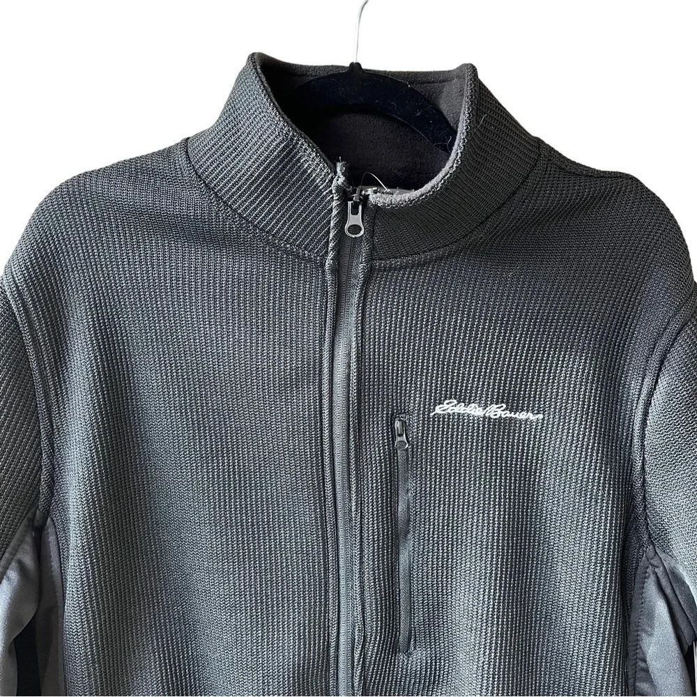 NEW Eddie Bauer Men's Full Zip Jacket Fleece Lined in Black Size L - Picture 2 of 4